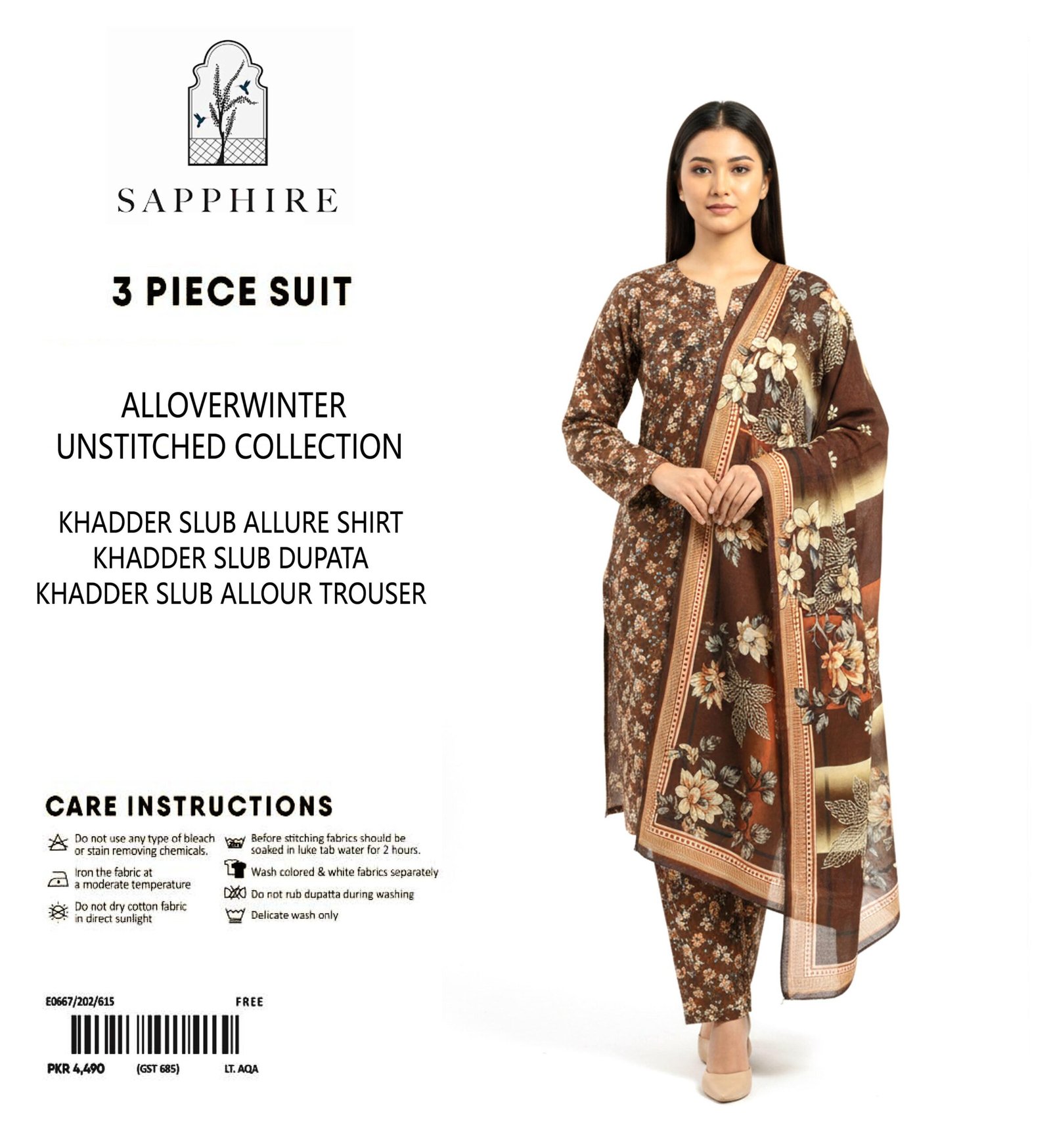 Sapphire Winter Collection – 3 Piece Unstitched Khaddar Suit for | Article 14 |