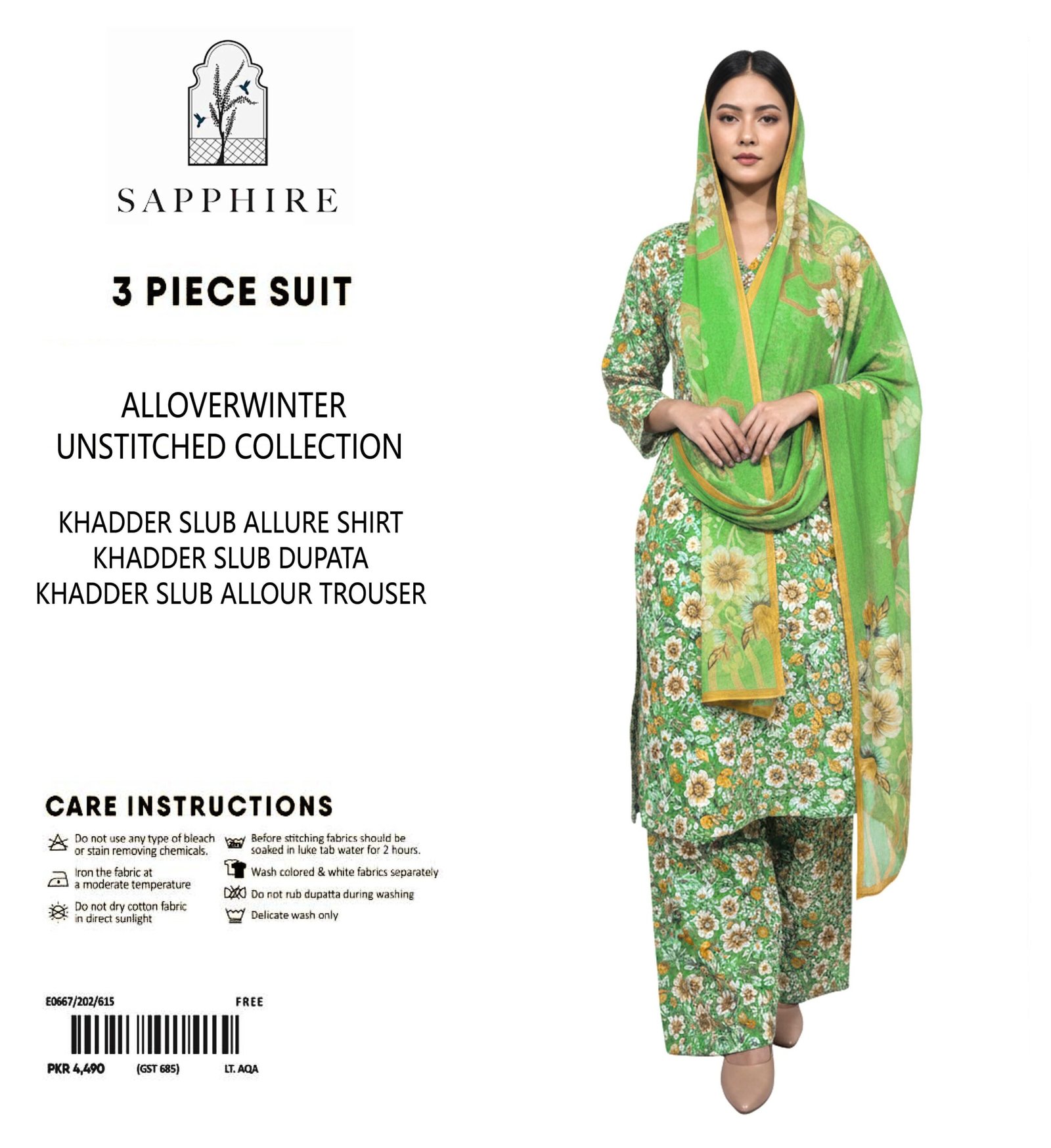 Sapphire Winter Collection – 3 Piece Unstitched Khaddar Suit | Article 3 |